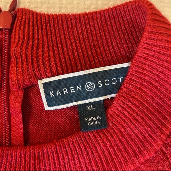 NWT Karen Scott‎ Red Crew Collar Long Sleeve Sweater Size XL - Picture 6 of 6